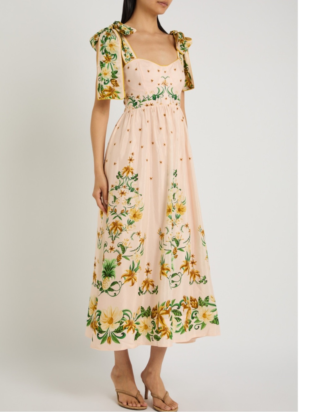Farm Rio: Botanical Beauty floral cotton-blend midi dress - Picture 4 of 13